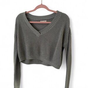 blue grey v-neck sweater
